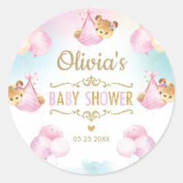Cute Beer Babyshower Meisje Bedankt Favor Ronde Sticker