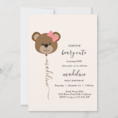 Cute Beer Ballon Beary Cute Eerste Verjaardagsfees Kaart (Voorkant)