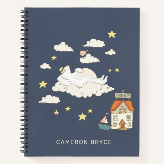 Cute Beer Bird Illustration Whimsical Custom Name Notitieboek (Voorkant)