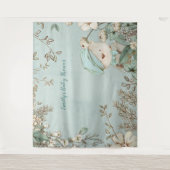 Cute Beer Bloemige Baby Shower Achtergrond landsch Wandkleed (Voorkant)