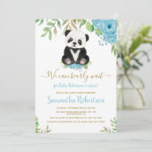 Cute Beer Blue Floral Waterverf Baby shower Foto Kaart (Staand voorkant)