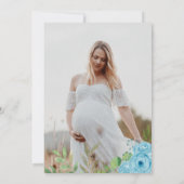 Cute Beer Blue Floral Waterverf Baby shower Foto Kaart (Achterkant)