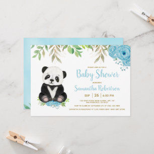Cute Beer Blue Floral Waterverf Boy Baby shower Kaart