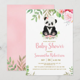 Cute Beer Blush Pink Floral Girl Baby shower Kaart