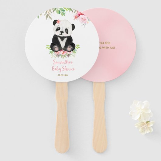 Cute Beer Blush Pink Greenery Girl Baby shower Handwaaier (Voorkant en achterkant)