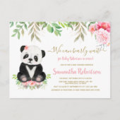 Cute Beer Blush Pink Waterverf Girl Baby shower Uitnodiging Briefkaart (Voorkant)