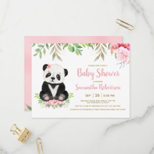 Cute Beer Blush Pink Waterverf Girl Baby shower Uitnodiging Briefkaart