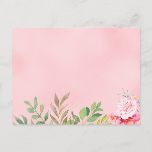 Cute Beer Blush Pink Waterverf Girl Baby shower Uitnodiging Briefkaart (Achterkant)