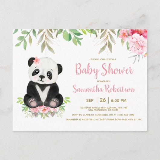 Cute Beer Blush Pink Waterverf Girl Baby shower Uitnodiging Briefkaart (Voorkant)