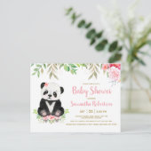 Cute Beer Blush Pink Waterverf Girl Baby shower Uitnodiging Briefkaart (Staand voorkant)