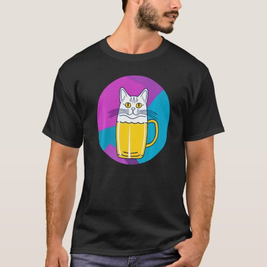 Cute Beer Cat Part Cat and Part Beer glass T-shirt (Voorkant)