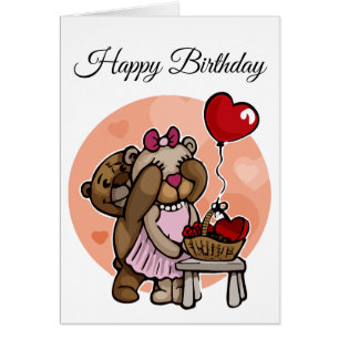 Cute Beer Couber met ballon Birthday Card
