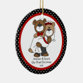 Cute Beer Couple ons eerste kerstfeest Keramisch Ornament (Rechts)