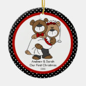 Cute Beer Couple ons eerste kerstfeest Keramisch Ornament (Voorkant)