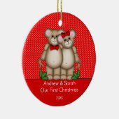 Cute Beer Couple ons eerste kerstfeest Keramisch Ornament (Rechts)