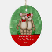 Cute Beer Couple ons eerste kerstfeest Keramisch Ornament (Rechts)