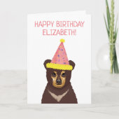 Cute Beer Cub Illustratie Happy Birthday Kaart (Voorkant)