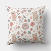 Cute Beer Die Een Hart Vasthoudt -- Pastelkleurige Kussen (Achterkant)