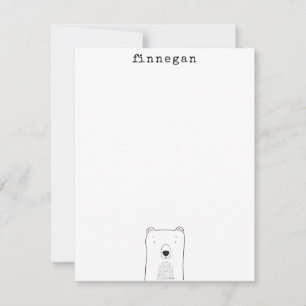 Cute Beer Eenvoudige Lijn Illustratie Aangepaste N Notitiekaartje