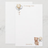 Cute Beer en ballonnen Gold Silver Custom Briefpapier (Voorkant / Achterkant)