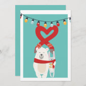 Cute Beer en Bunny Personalized Kerstmis Feestdagenkaart (Voorkant / Achterkant)