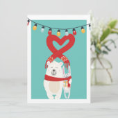 Cute Beer en Bunny Personalized Kerstmis Feestdagenkaart (Staand voorkant)