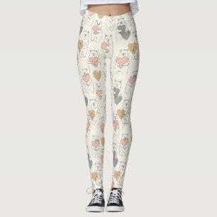 Cute Beer en Harten -- Pastelkleurige Kinderkamer Leggings