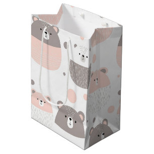 Cute Beer en Harten -- Pastelkleurige Kinderkamer Medium Cadeauzakje