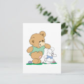 Cute Beer en Paasbunny Feestdagenkaart (Staand voorkant)