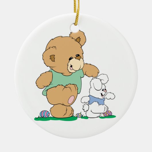 Cute Beer en Paasbunny Keramisch Ornament (Voorkant)