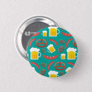 Cute beer en Sause Octoberfest Pattern Ronde Button 5,7 Cm