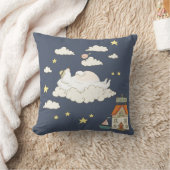 Cute Beer en Vogel Illustratie Scene in de Lucht Kussen (Deken)