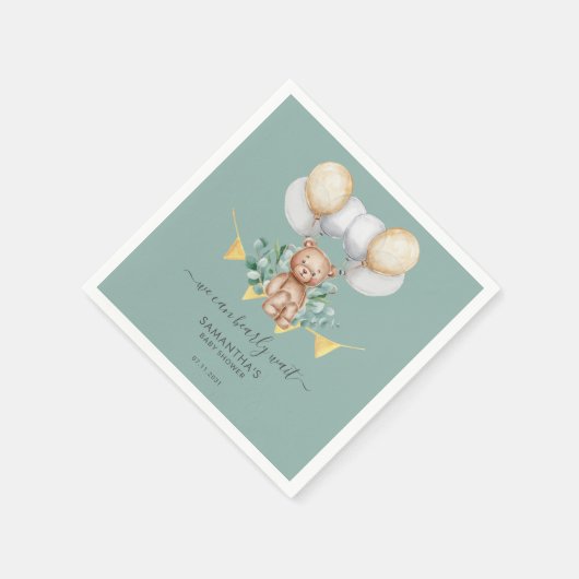 Cute Beer Eucalyptus Baby Shower Papier Servet (Hoek)