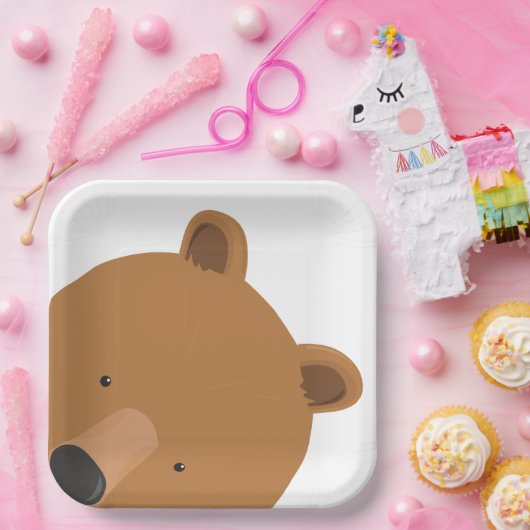 Cute Beer Face Animal Papieren Bordje (Feest)