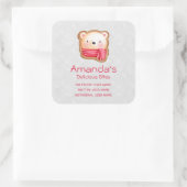 Cute Beer Face in een Red Scarf Business Vierkante Sticker (Tas)