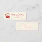 Cute Beer Face in een Red Scarf kerstgroet Mini Visitekaartje (Voorkant / Achterkant)