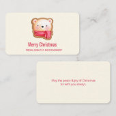 Cute Beer Face in een Red Scarf kerstgroet Visitekaartje (Voorkant / Achterkant)