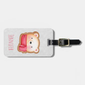 Cute Beer Face in een Red Scarf kerstkoekje Bagagelabel (Voorkant horizontaal)