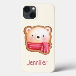 Cute Beer Face in een Red Scarf kerstkoekje Case-Mate iPhone Case
