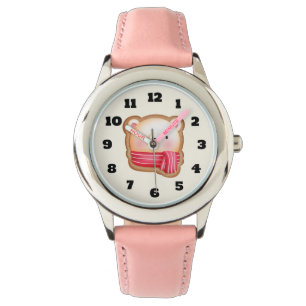 Cute Beer Face in een Red Scarf kerstkoekje Horloge