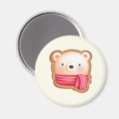 Cute Beer Face in een Red Scarf kerstkoekje Magneet (Voorkant / Achterkant)