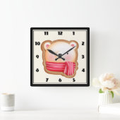 Cute Beer Face in een Red Scarf kerstkoekje Vierkante Klok (Huis)