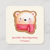 Cute Beer Face in een Red Scarf kerstkoekje Vierkante Visitekaartje (Voorkant)