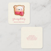 Cute Beer Face in een Red Scarf kerstkoekje Vierkante Visitekaartje (Voorkant / Achterkant)