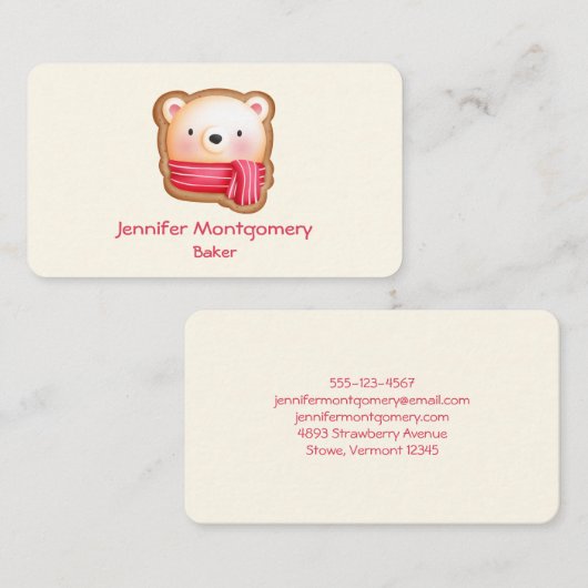 Cute Beer Face in een Red Scarf kerstkoekje Visitekaartje (Voorkant / Achterkant)