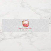 Cute Beer Face in een Red Scarf kerstkoekje Waterfles Etiket (Enkel label)