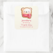 Cute Beer Face in een Red Scarf Party Dank u Vierkante Sticker (Tas)