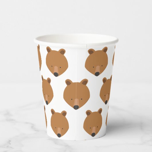 Cute Beer Face Pattern Animal Papieren Bekers (Rechts)