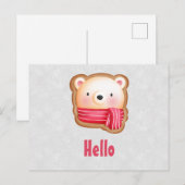 Cute Beer Face Red Scarf en Rosy Cheeks Hallo Briefkaart (Voorkant / Achterkant)