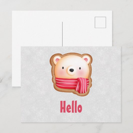 Cute Beer Face Red Scarf en Rosy Cheeks Hallo Briefkaart (Voorkant / Achterkant)